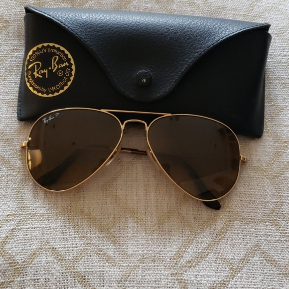 Ray-Ban Accessories - RAY-BAN Aviator Sunglasses- Brown/ gold